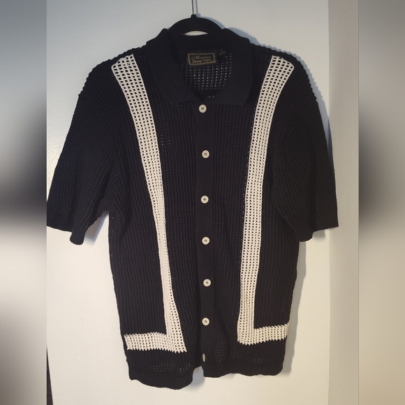Massive Luxury Edition Black and White Men's Cardigan Size Lg #470 - Picture 1 of 2